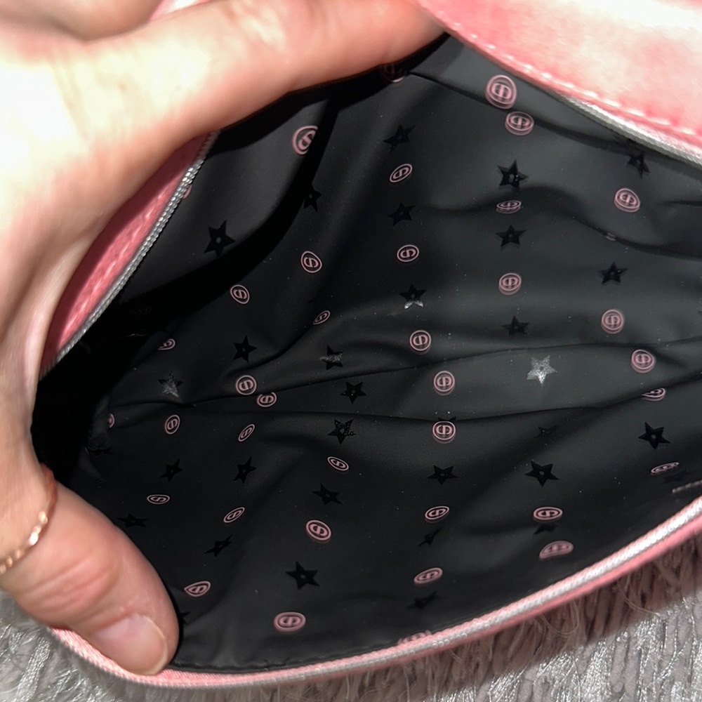 NIB Dior Pink Cosmetic Bag Matte Finish patent writing silver star charm nice 😊 - Picture 4 of 7